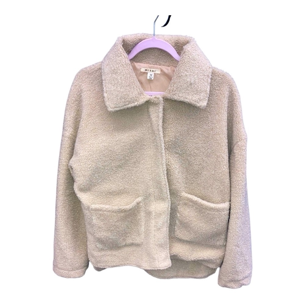 Cozy Cream Fleece Jacket size medium - Picture 3 of 4